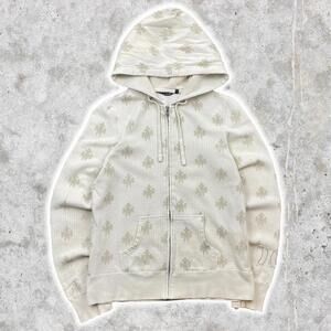 2010's Women's Hurley AOP Beige Zip Up Hoodie